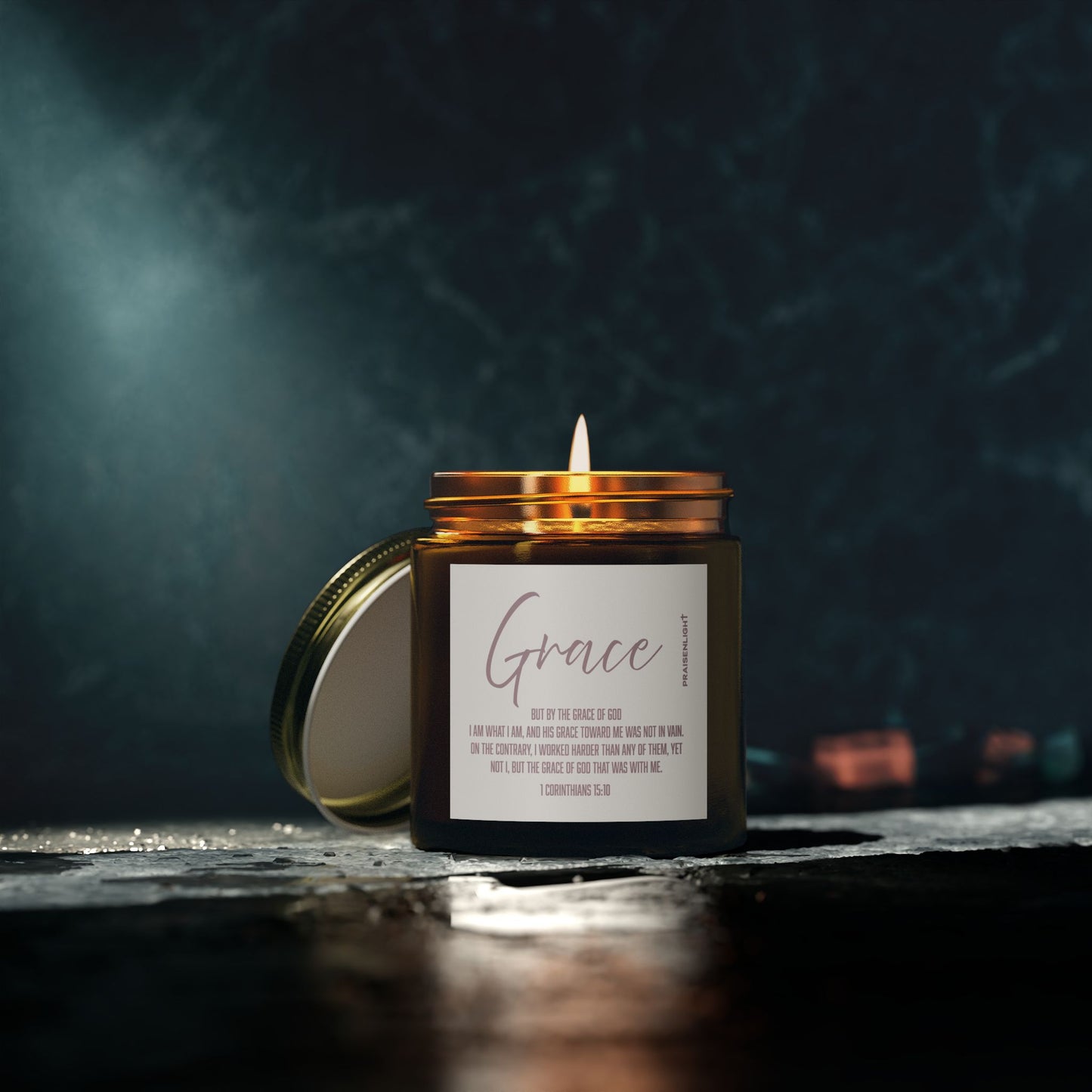 Candle - God's Grace Scripture, Coconut Apricot Wax