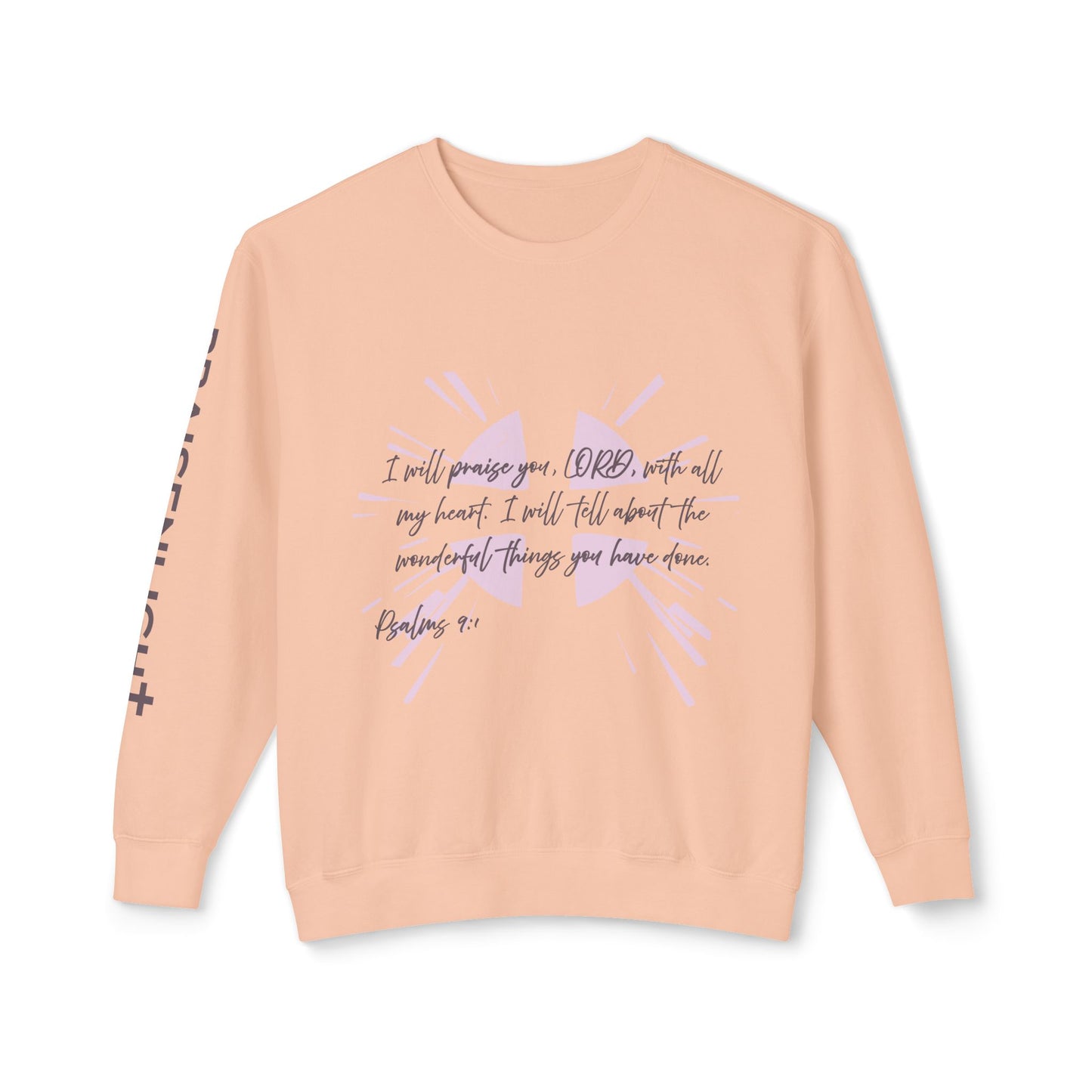 Psalm 9:1 Lightweight Crewneck Sweatshirt