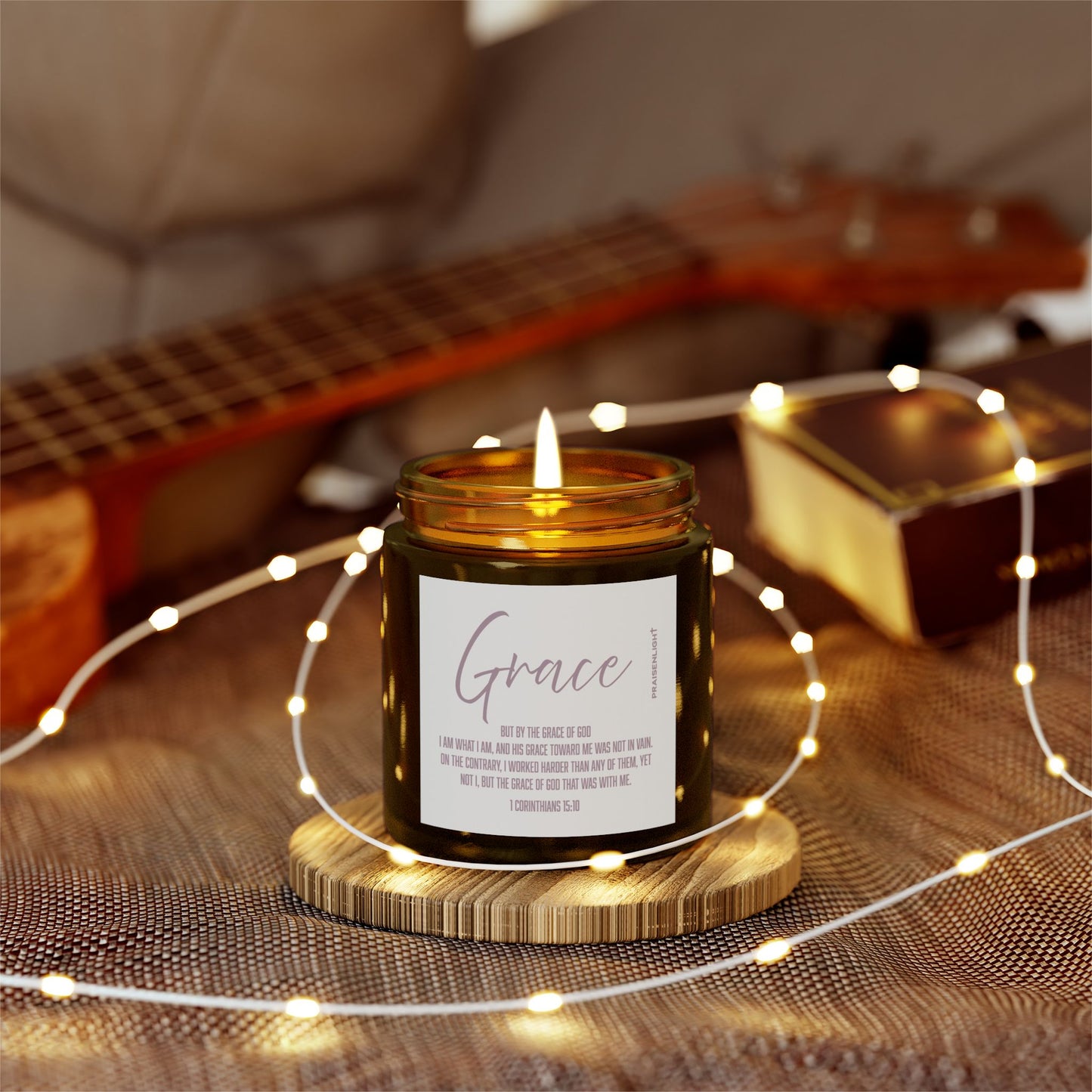 Candle - God's Grace Scripture, Coconut Apricot Wax