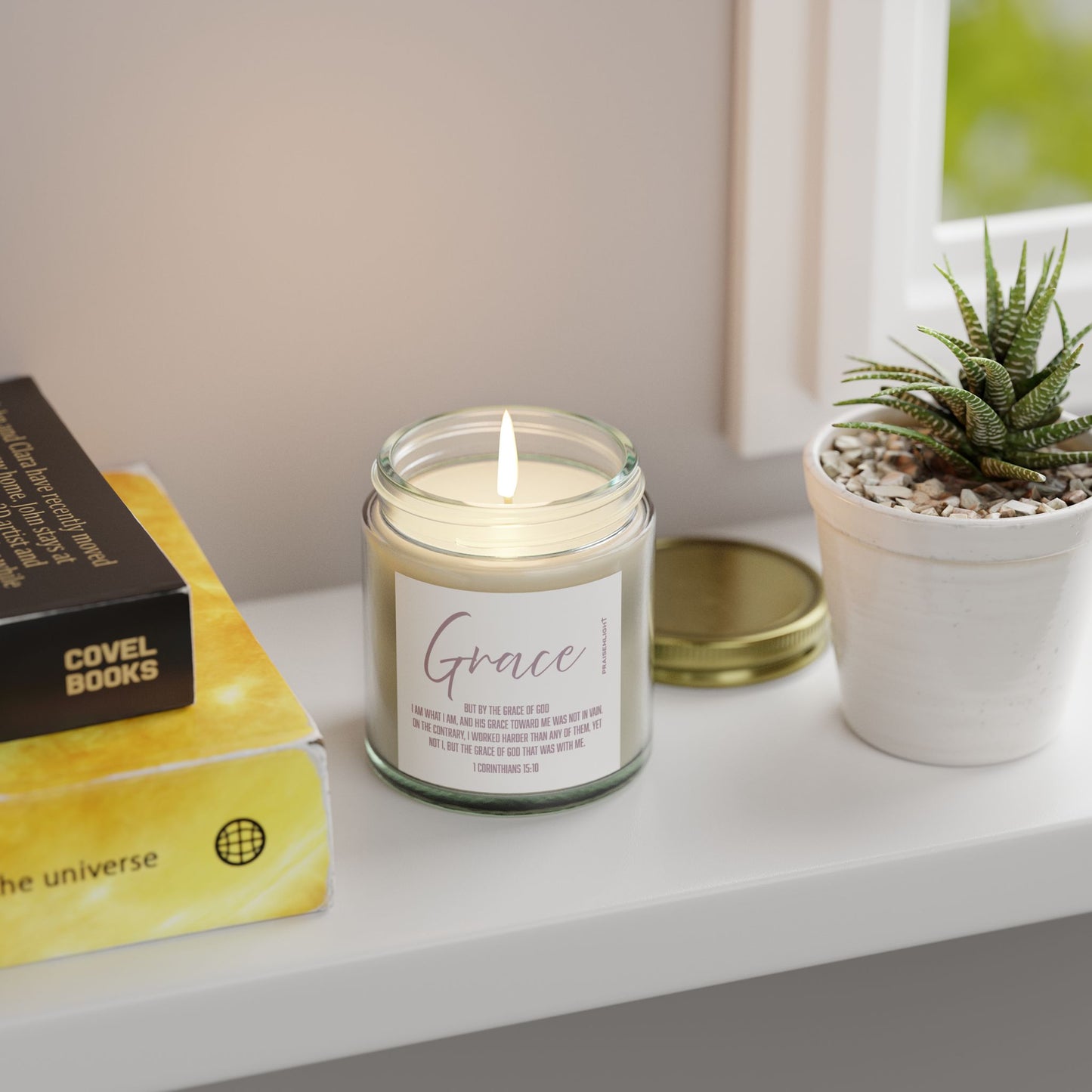 Candle - God's Grace Scripture, Coconut Apricot Wax