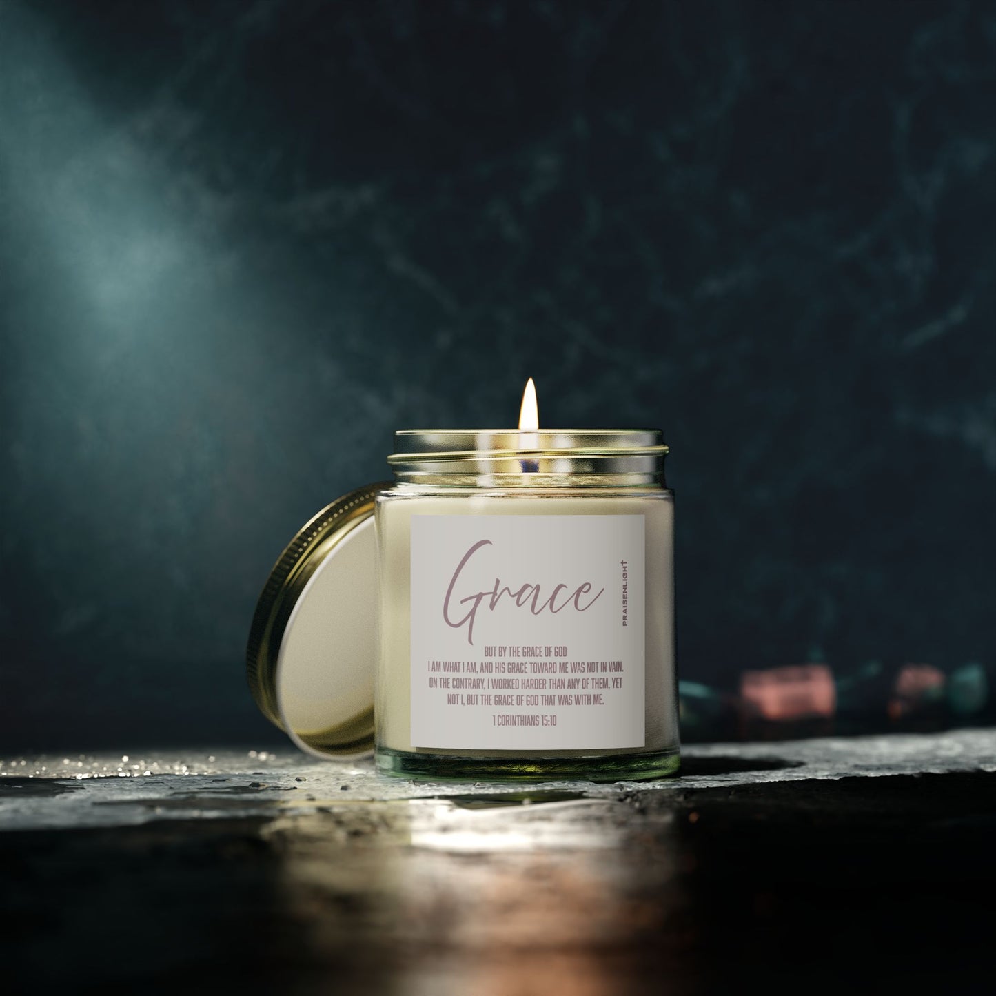 Candle - God's Grace Scripture, Coconut Apricot Wax